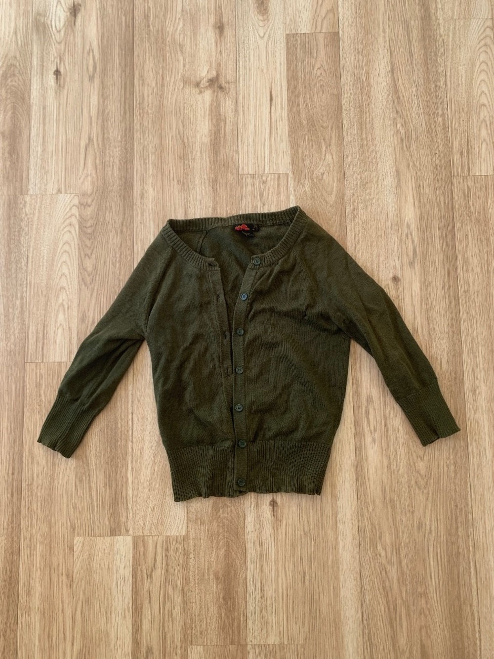 Green Cardigan 100% cotton 3/4 sleeve